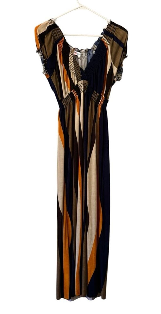 Jeggology Women Sz Medium Colorful Dress Elastic Waist Stretch Lightweight Chic